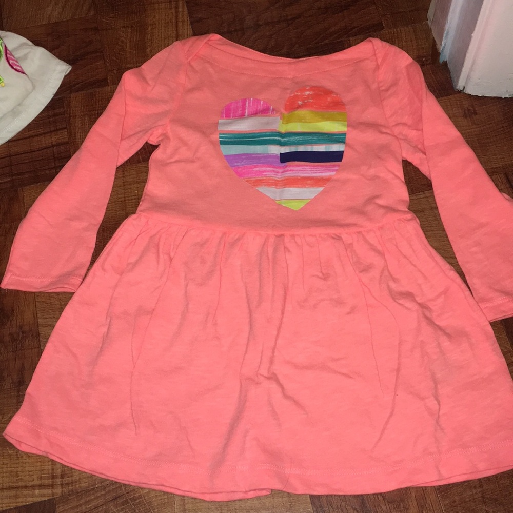 Neon Orange Long Sleeve Dress & Multi Color Heart